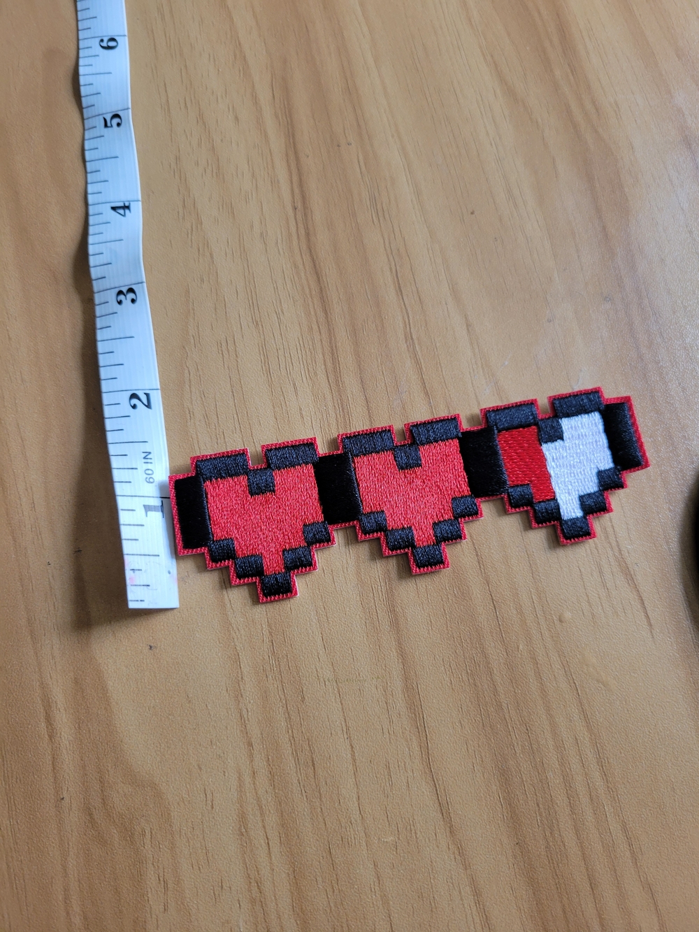 Triple Pixel Heart Patch Clip - Red, Black & White